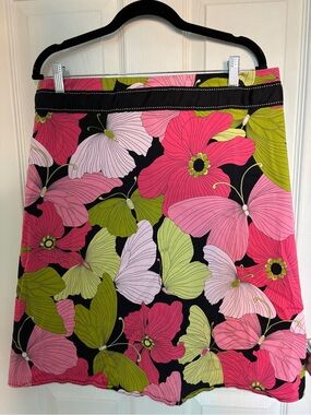 Lily Vintage y2K Knee Length Skirt Cotton Blend with Pink Floral Butterflies